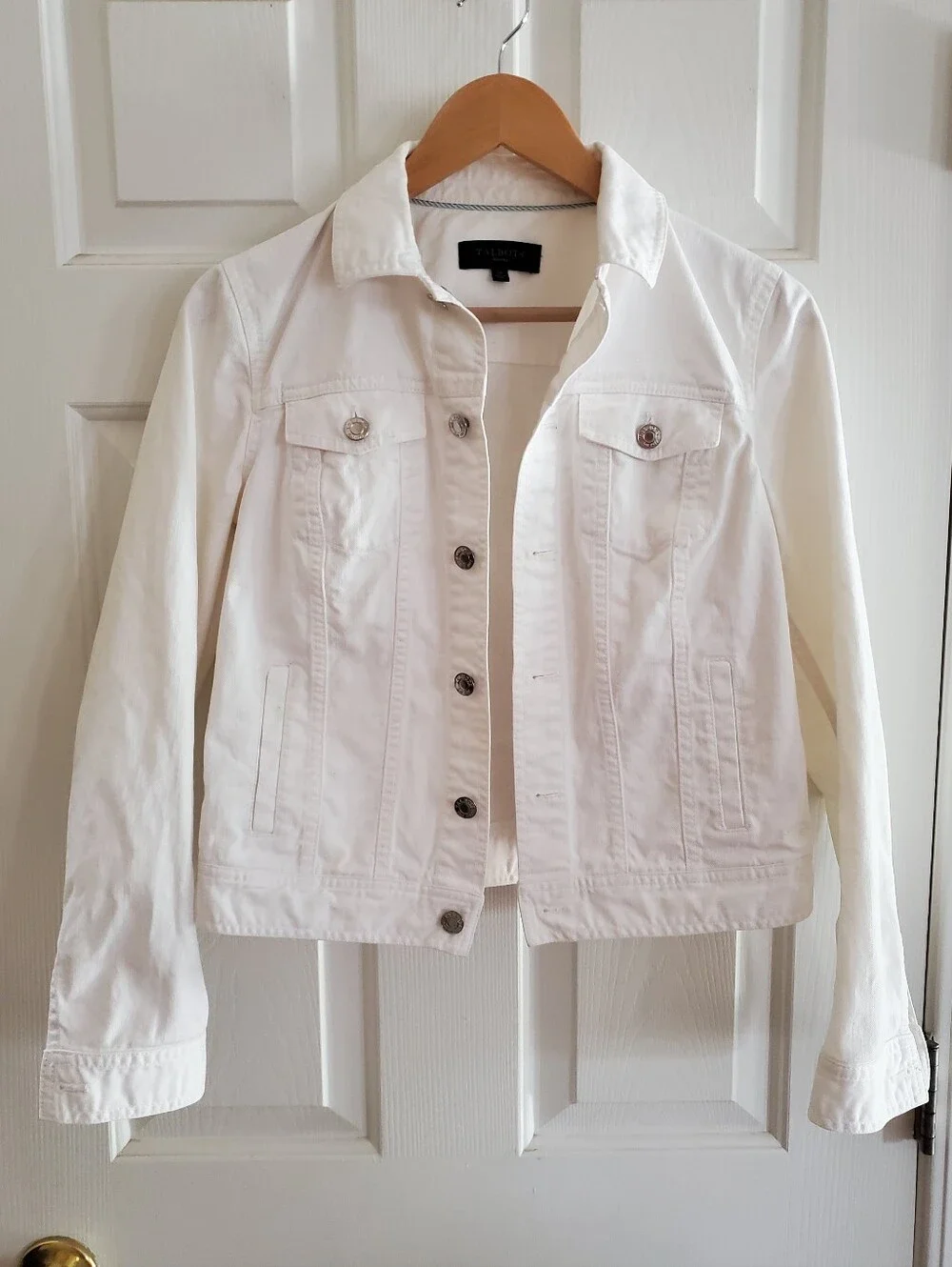Talbots Petites Classic Jean Jacket - Solid White Size Small Petite - Picture 5 of 12